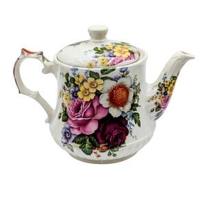 Vintage 1970s Windsor Floral English Bone China Teapot